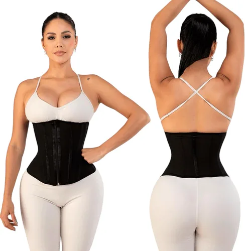 Vista 4 de Silueta Perfecta Faja de entrenamiento de cintura para mujer, Faja colombiana de reloj de arena, corsé de doble compresión en la cintura extrema.