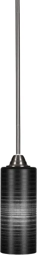 Vista 262 de Toltec Lighting Paramount - Mini colgante de 1 luz en acabado negro mate con cristal de arte perla de 7 pulgadas y estilo negro