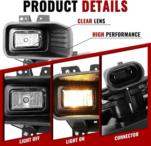 Vista 5 de HECASA Par de luces antiniebla compatibles con Ford F150 F-150 2018-2020 Reemplazo para FO2593246 FO2592246 FO2592246 Lámparas antiniebla