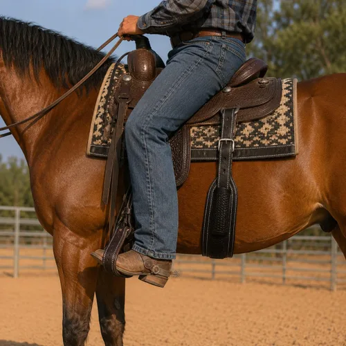 Vista 3 de Horse Western Tooled Padded Leather Rear Flank Saddle Cinch Billets 9782