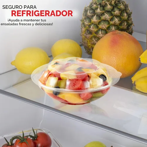 Vista 7 de Stock Your Home Cuencos de Ensalada de Plástico Transparente de 18 oz con Tapas Desechables (Paquete de 50) Mini Recipiente para Llevar con Tapa a