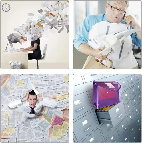 Vista 7 de Carpeta expandible de plástico, paquete de 6 carpetas expandibles, varios colores Carpetas transparentes para documentos con cierre a presión