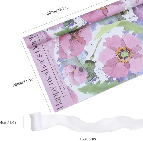 Vista 7 de HYSSINOWRAP 20 hojas/papel de regalo de dos colores para el Día de la Madre, suministros de ramo de floristería, manualidades, embalaje de regalo