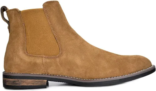 Vista 3 de Bruno Marc - Botines de gamuza de cuero para hombre tipo Chelsea