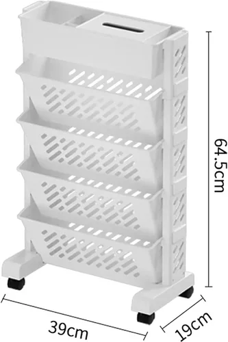 Vista 3 de Estantería móvil, de gran capacidad, giratoria, extraíble, de plástico, para organización rodante, organizador de almacenamiento para el hogar