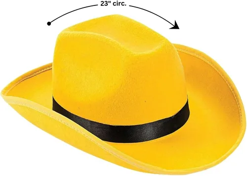 Vista 3 de Fun Express Sombrero de vaquero amarillo para adultos - Ropa y disfraces, Amarillo