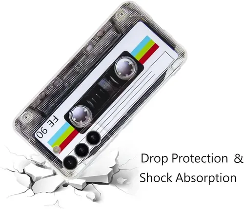 Vista 9 de FAteamll Funda para Galaxy S22 a prueba de golpes a prueba de arañazos con TPU suave parachoques retro cassette cinta caso compatible con Samsung
