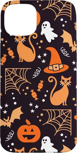 Vista 9 de Carcasa para iPhone 16 Halloween, calabazas, fantasmas, bruja, caramelo, maíz, murciélagos, calaveras