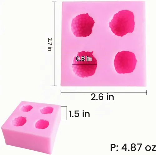 Vista 2 de 2 moldes de silicona 3D de fresa, materiales de silicona de seguridad de grado alimenticio para hornear, moldes de mousse de postre, cubitos
