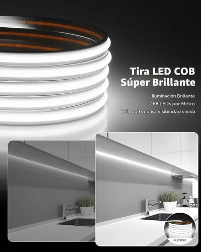 Vista 4 de Aclorol Tiras de Luces LED COB AC de 110V Enchufables 16.4 Pies 288led/M Alta Densidad Flexibles Cuerda de Luces LED COB Impermeable para Decoración