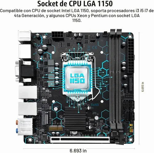 Vista 2 de Placa base H97 Strong LGA 1150 para procesador Intel Core i7/i5/i3/E3 de 4ª