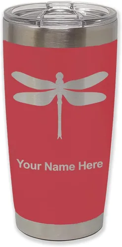 Vista 25 de LaserGram Vaso aislado al vacío de 20 onzas, libélula, grabado personalizado incluido (negro)