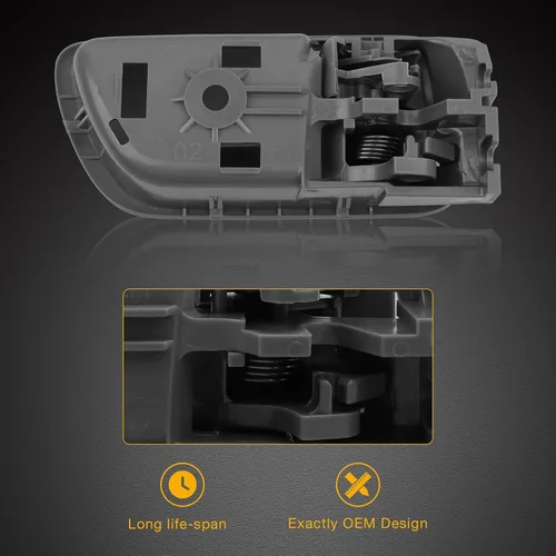 Vista 4 de Gledewen Manija de puerta interior delantera trasera izquierda lado del conductor con botón de bloqueo de puerta, manija interior gris, compatible