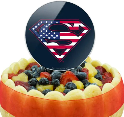 Vista 5 de Acrílico Superman USA Bandera Americana Escudo Logo Decoración de Fiesta para Boda Aniversario Cumpleaños Graduación