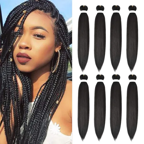 Vista 72 de 8 paquetes de extensiones preestiradas - 16 pulgadas de cabello trenzado premium, 55G/paquete, sin picazón, fijación en agua caliente, textura Perm