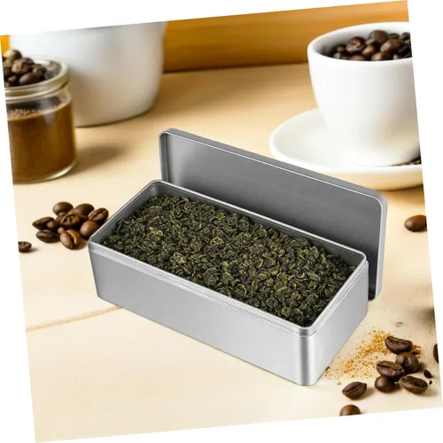 Vista 4 de Angoily Caja de lata vacía rectangular con tapa, caja de almacenamiento de hojalata rectangular para galletas, contenedor de lata de metal