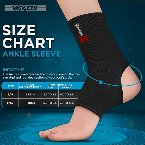 Vista 3 de WYOX Tobillera de compresión para hombres y mujeres, de neopreno transpirable, ligera, para esguince, recuperación de lesiones y apoyo, correr
