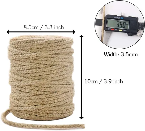 Vista 7 de Tenn Well Cuerda de yute, cuerda trenzada de yute de 200 pies y 0.138 in, cuerda natural para manualidades, envoltura de regalos, jardinería
