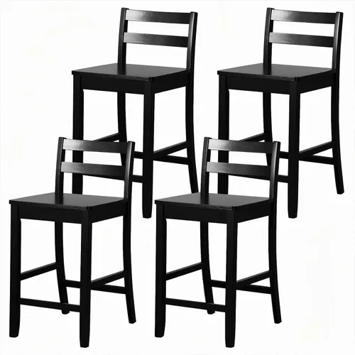 Vista 6 de ERGOMASTER Juego de 2 taburetes de bar de isla de cocina de 24 pulgadas de altura con reposapiés, taburetes de madera de goma de capacidad de 400
