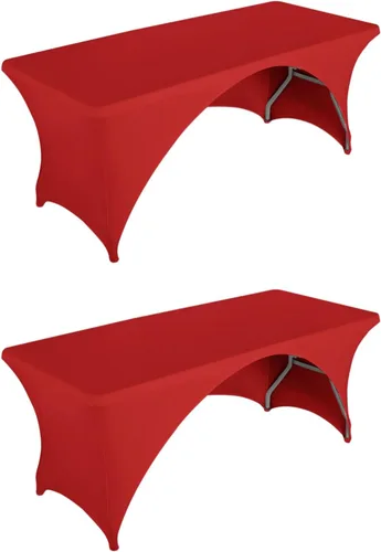 Vista 18 de LZY Paquete de 2 manteles ajustables para mesas plegables de 6 pies, espalda abierta, manteles rectangulares de elastano/elástico/elásticos
