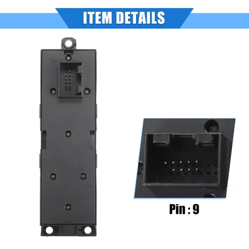 Vista 5 de Interruptor de control de ventana de coche compatible con Skoda Octavia I 1U5 Estate 1996-2010, plástico duradero negro delantero derecho