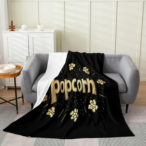 Vista 28 de Feelyou Manta de felpa para cine, manta de franela con patrón de palomitas de maíz para niños, niñas, adolescentes, póster de cine para todas