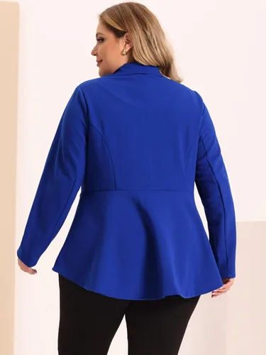 Vista 4 de Agnes Orinda Blazer de talla grande con volantes y cuello en V para mujer, con panel de muesca y botones 2024