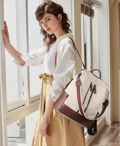 Vista 8 de BROMEN Women Backpack Purse Leather Anti-theft Travel Backpack Fashion Shoulder Handbag