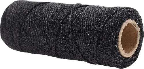 Vista 2 de Mandala Crafts Cuerda negra para envolver regalos – 55 yardas de 0.039 in delgada metálica para panaderos para manualidades, embalaje, recuerdos