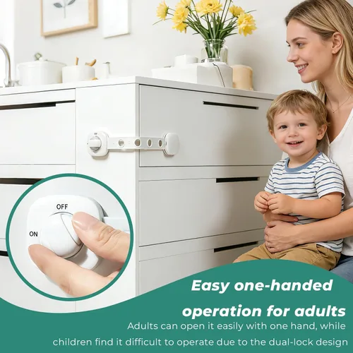 Vista 7 de Cerraduras de seguridad para niños a prueba de bebés, paquete de 2 cerraduras para bebés, para muebles, hornos de cocina, asientos de inodoro