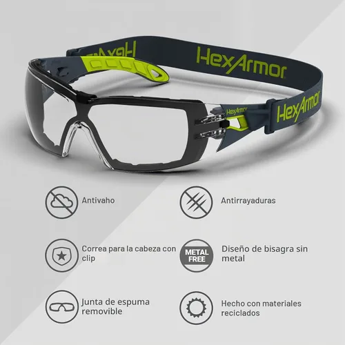 Vista 5 de HexArmor MX200G - Gafas de seguridad Spoggle con revestimientos antivaho Transparente / Trushield-2sf