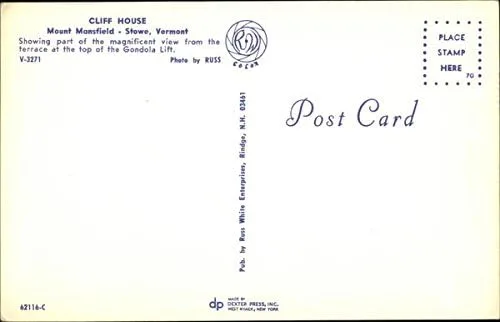 Vista 2 de Cliff House - Mount Mansfield Stowe, Vermont VT Original Vintage Postcard