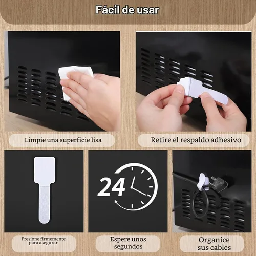 Vista 4 de 100 correas de cables para debajo del escritorio, correas de cable de gancho y bucle, color blanco