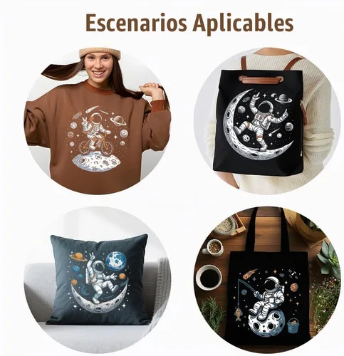 Vista 5 de SUPERDANT Juego de 4 calcomanías de plástico termotransferibles de astronauta, aviación, planeta, termotransferibles, para ropa, para camisetas