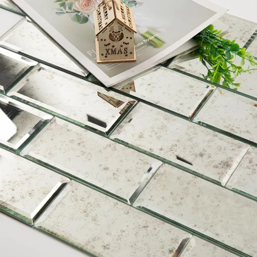 Vista 19 de Diflart 32 azulejos de espejo para despegar y pegar, plateado, 3 x 3 pulgadas, espejo biselado cuadrado para cocina, azulejos de pared