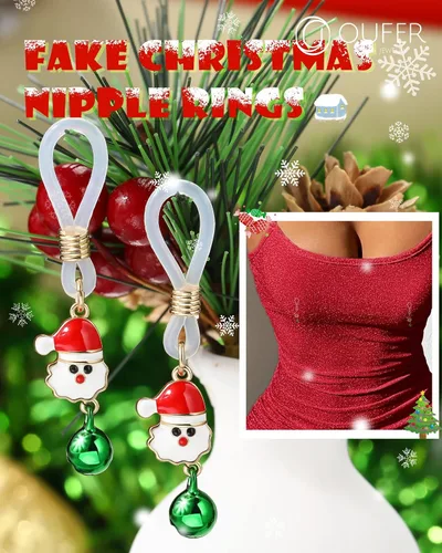 Vista 3 de OUFER Piercings falsos para pezón, anillos sin pezón, barras ajustables para pezón, joyería de pezón para mujeres y hombres, Metal