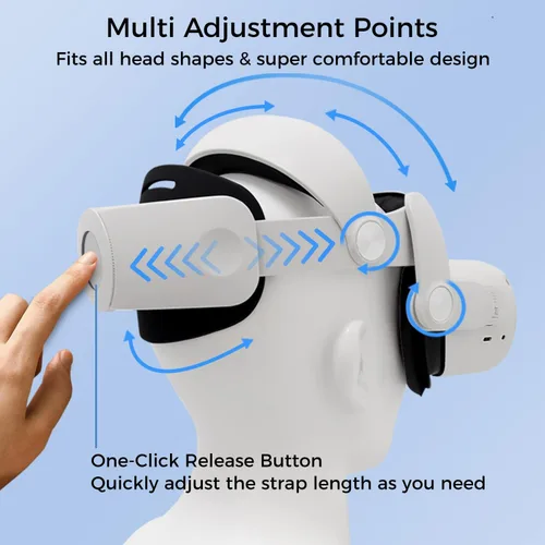 Vista 3 de Head Strap for Oculus Quest 2, Adjustable Elite Strap Replacement, Enhanced Comfort, Face Pressure-Free VR Accessories, Adjustable and Lightweight