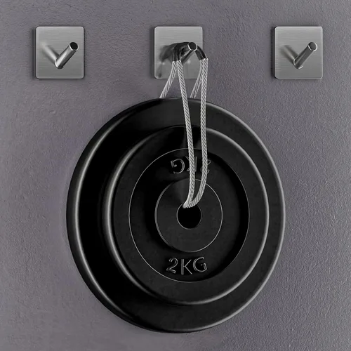 Vista 2 de Ganchos autoadhesivos para toallas de baño de níquel cepillado para montar en la puerta de baño, tiras fuertes de acero inoxidable SUS304