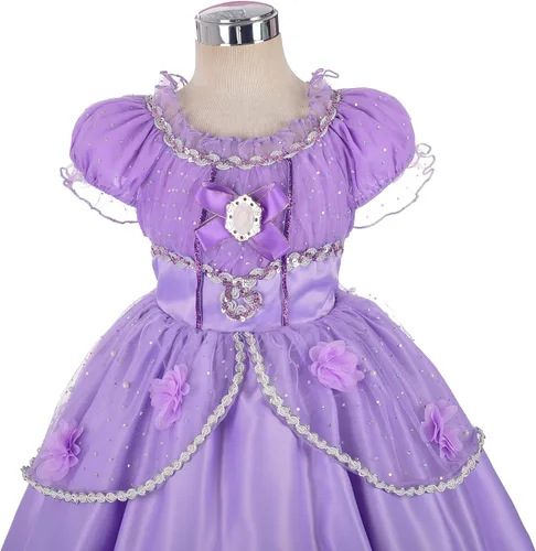 Vista 4 de Lito Angels Disfraz de princesa para niñas vestido de fiesta de lujo morado con accesorios