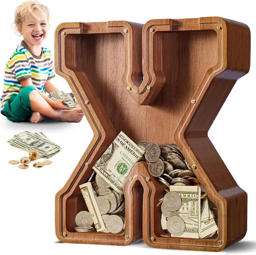 Vista 68 de SummiDate Alcancía de madera de letra para niños y niñas, Alfabeto, personalizada, regalo de cumpleaños y pascua para niños (A)