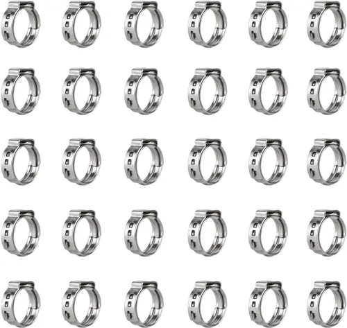 Vista 10 de 40 piezas de abrazaderas de manguera de una oreja de 5,8 mm-7 mm, abrazaderas PEX de cincha de acero inoxidable 304, anillos de crimpado de cincha