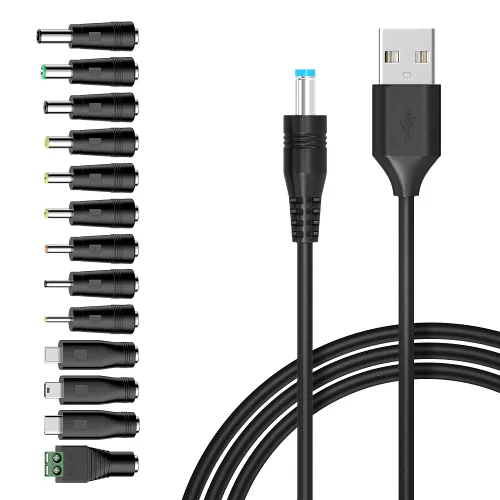 Vista 8 de Belker Cable de alimentación universal 10 en 1 de 5 V CC, USB a CC de 5.5 × 0.083 in enchufe con tipo C, micro USB, mini USB y más, cable de carga