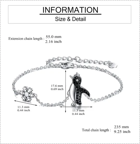 Vista 4 de YAFEINI Animal Bracelet Sterling Silver SlothHummingbirdAxolotlPenguinRed Panda Bracelet Cute Animal Jewelry for Women Girls Gifts