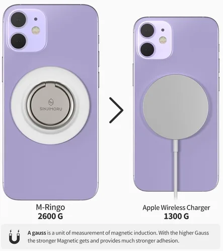 Vista 3 de Sinjimoru M-Ringo - Anillo magnético para teléfono celular, rotación de 360 grados, agarre de dedo para soporte de anillo magnético compatible
