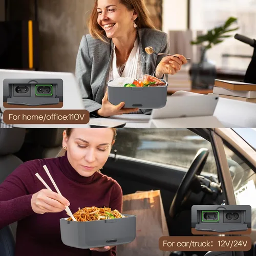 Vista 5 de Sitlais Lonchera eléctrica con calefacción para hombres, calentador de alimentos portátil para automóvil, camión, 90 W, lonchera autocalentable