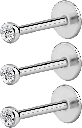 Vista 11 de Forbidden Body - Piercing de acero quirúrgico de acero quirúrgico con rosca interna de micro circonita cúbica, tragus, labret, hélice, parte