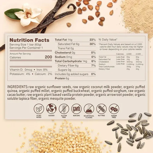 Vista 2 de Rawmantic Chocolate - Barras de proteína de chocolate blanco orgánico sabor a vainilla, 2.1 onzas (paquete de 12) - Barras de proteína keto - Barras