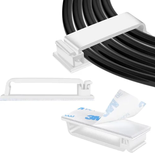 Vista 8 de XHF 40 piezas de ganchos autoadhesivos para cables (XL) negros, ganchos de cable para gestión de cables, organizador de cables, soporte de cable