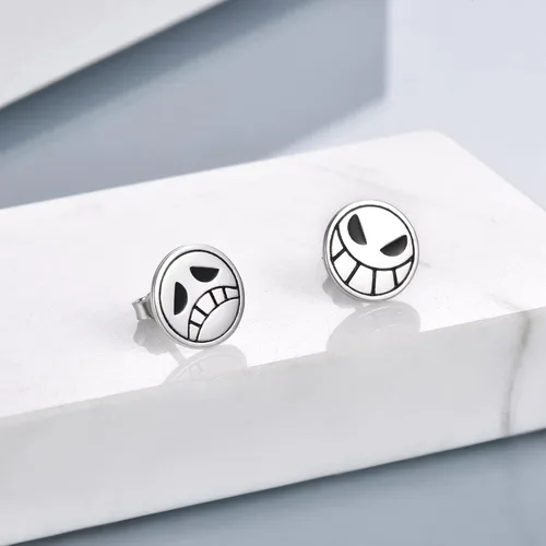 Vista 3 de POPLYKE Pendientes de anime de plata de ley 925 para mujer y hombre, Plata de ley, Plata de ley