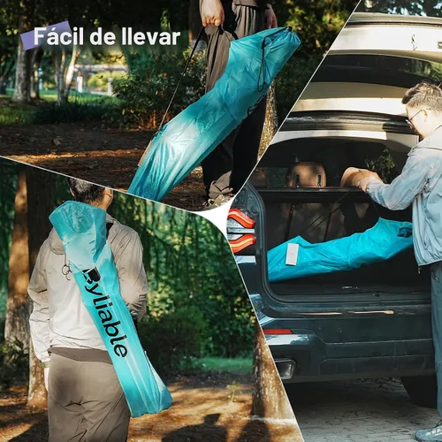 Vista 8 de Silla plegable de camping al aire libre, portátil, liviana, sillas plegables para campamento para adultos al aire libre con portavasos, bolsa